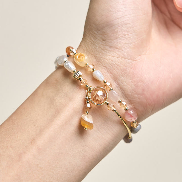 Buddha Stones Irregular Pearl Glass Bead Double Wrap Bracelet - image 3