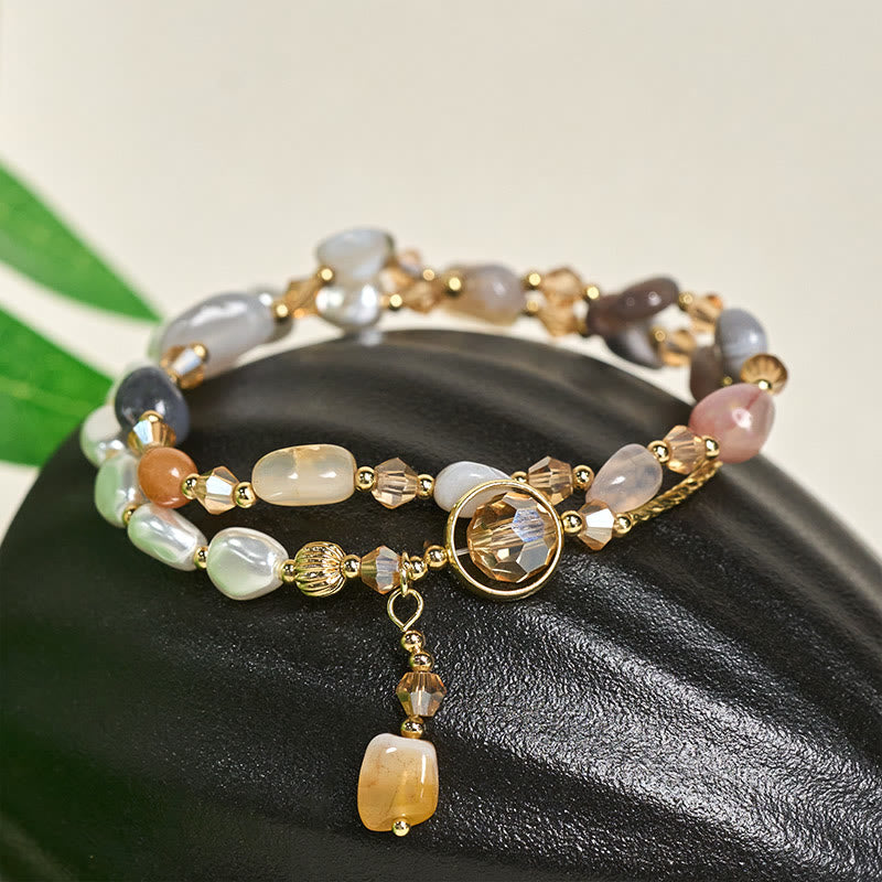Buddha Stones Irregular Pearl Glass Bead Double Wrap Bracelet - image 2
