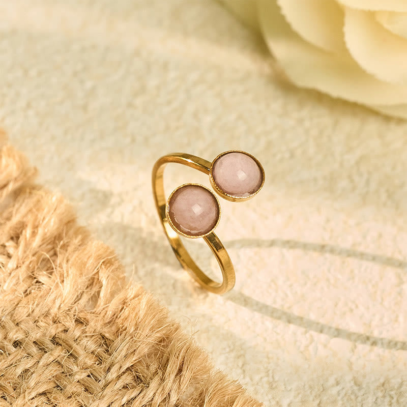 Buddha Stones Titanium Steel Balance Calm Ring - Titanium Steel Pink Bead(Adjustable) - image 8