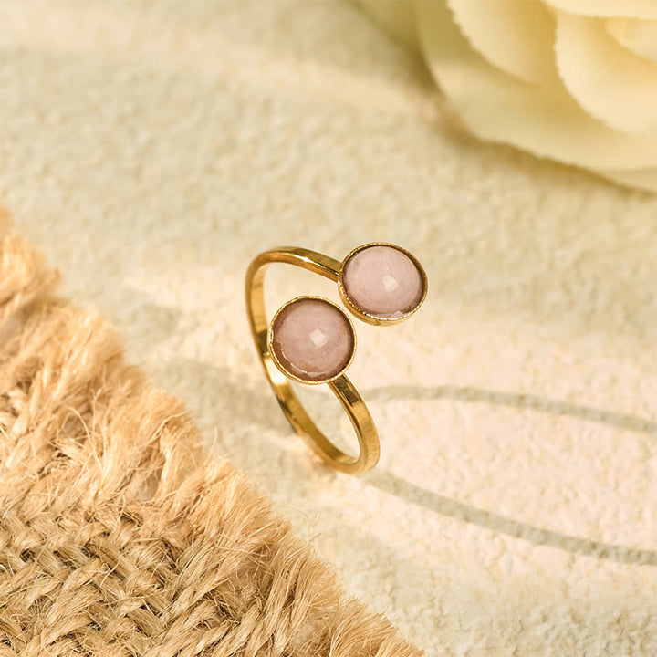 Buddha Stones Titanium Steel Balance Calm Ring - Titanium Steel Pink Bead(Adjustable) - image 8