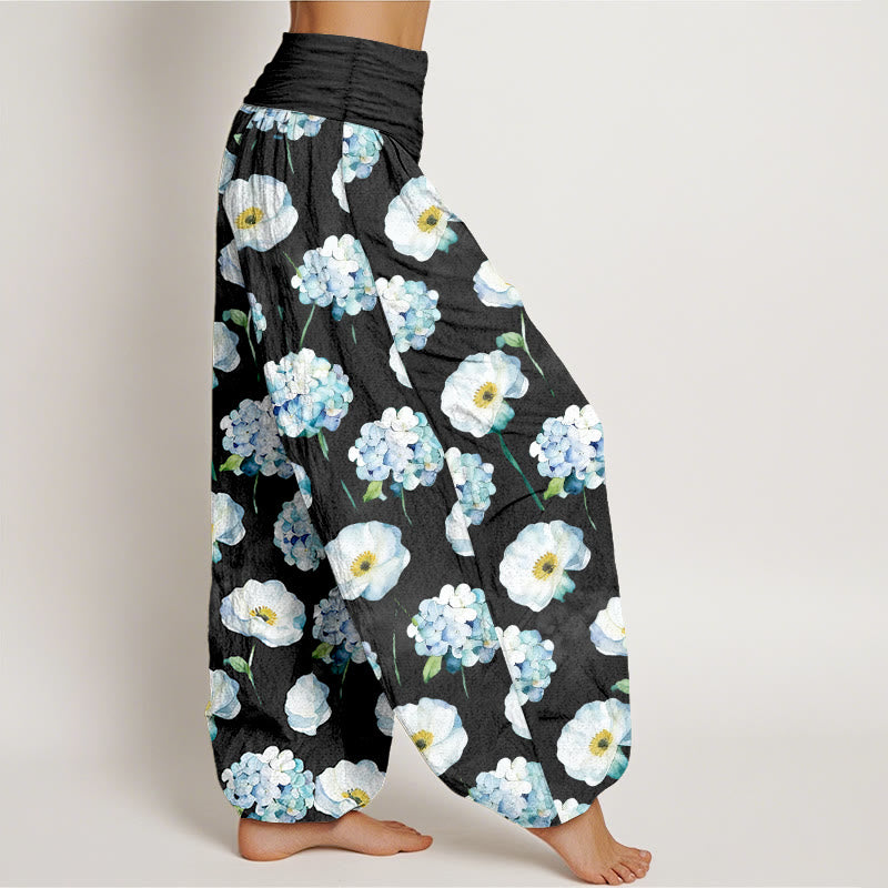 Buddha Stones Cotton Fresh Elegant Flower Pattern Women's Elastic Waist Harem Pants - image 7