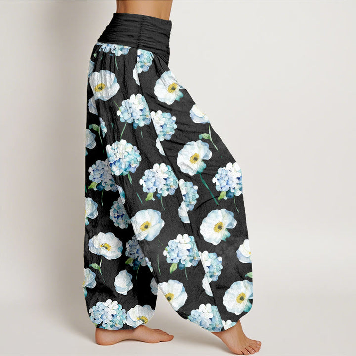 Buddha Stones Cotton Fresh Elegant Flower Pattern Women's Elastic Waist Harem Pants - image 7
