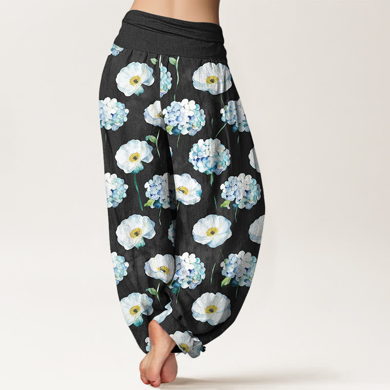 Buddha Stones Cotton Fresh Elegant Flower Pattern Women's Elastic Waist Harem Pants - image 6