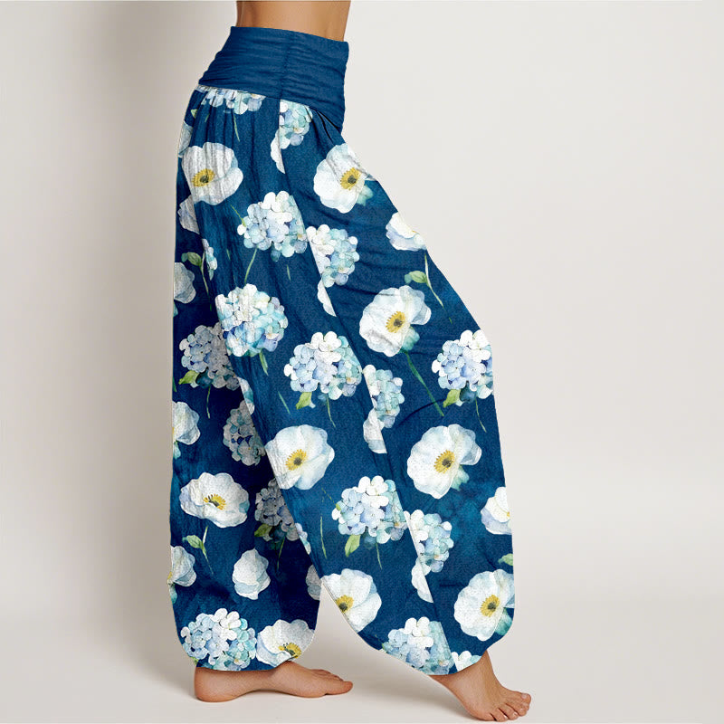 Buddha Stones Cotton Fresh Elegant Flower Pattern Women's Elastic Waist Harem Pants - image 10