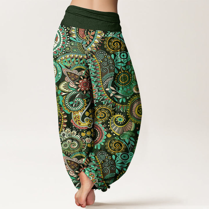 Buddha Stones Cotton Traditional Paisley Pattern Women's Elastic Waist Harem Pants - image 6