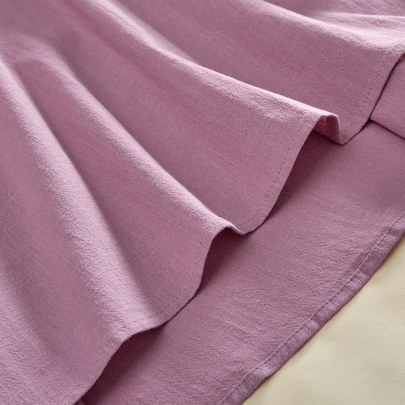 Buddha Stones Plain Crew Neck Frog-Button Long Sleeve Women's Cotton Shirt  - image 13