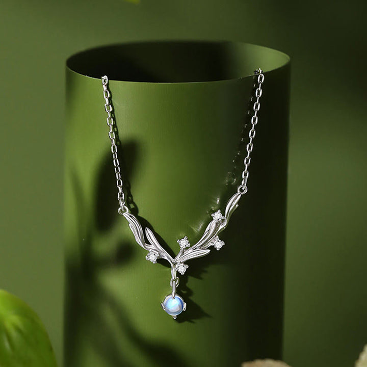 Buddha Stones 925 Sterling Silver Mistletoe Keep Away Evil Spirits Necklace Pendant - image 1