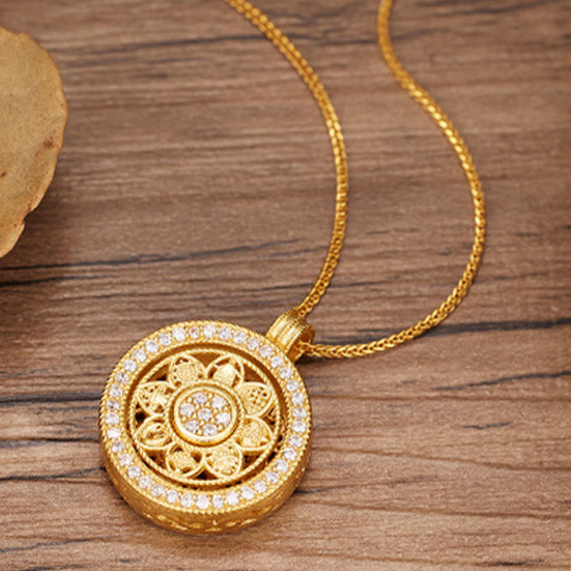 Buddha Stones 925 Sterling Silver Eight Treasures Luo Pan Blessing Necklace Pendant - image 1
