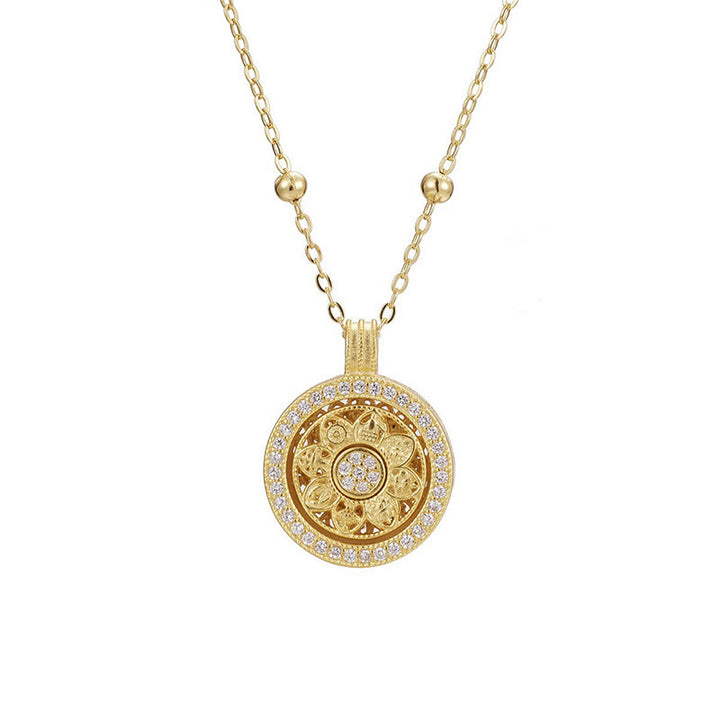 Buddha Stones 925 Sterling Silver Eight Treasures Luo Pan Blessing Necklace Pendant - 925 Sterling Silver Beaded Chain(Diameter: 17mm) - image 6