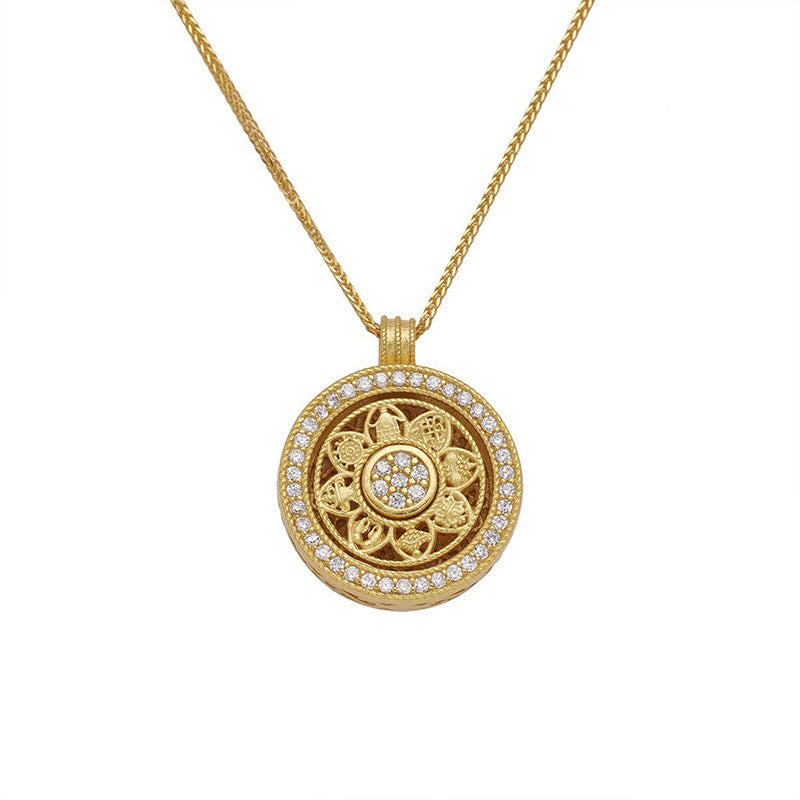 Buddha Stones 925 Sterling Silver Eight Treasures Luo Pan Blessing Necklace Pendant - 925 Sterling Silver(Diameter: 15mm) - image 7