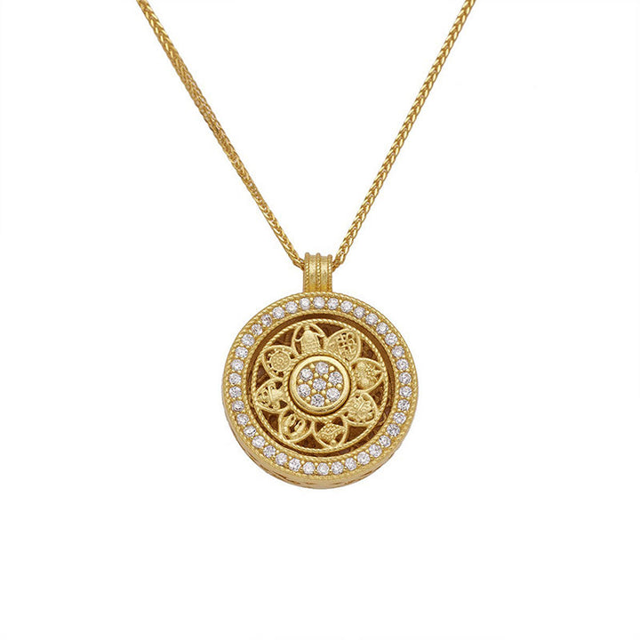 Buddha Stones 925 Sterling Silver Eight Treasures Luo Pan Blessing Necklace Pendant - 925 Sterling Silver(Diameter: 15mm) - image 7