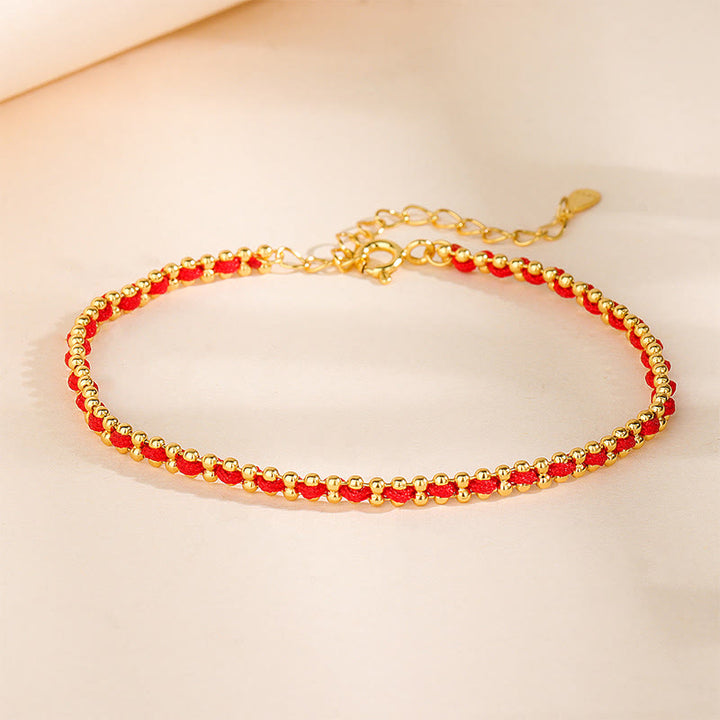 Buddha Stones 925 Sterling Silver Keep Away Evil Spirits Bracelet - Golden Chain(Wrist Circumference: 13-18cm) - image 0