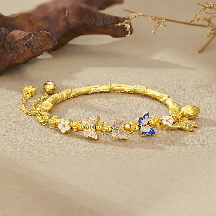 Buddha Stones 925 Sterling Silver Butterfly Flower Balance Bracelet - image 2