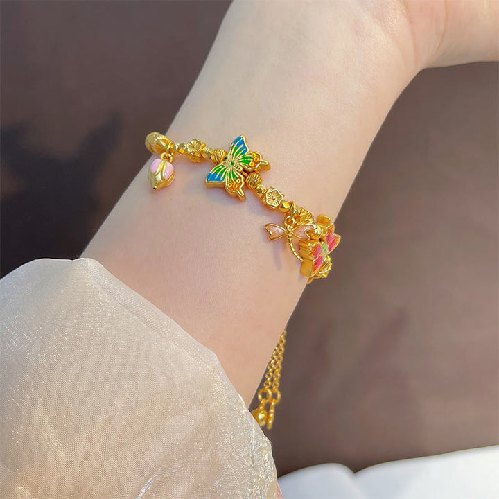 Buddha Stones 925 Sterling Silver Butterfly Flower Protection Bracelet - image 3