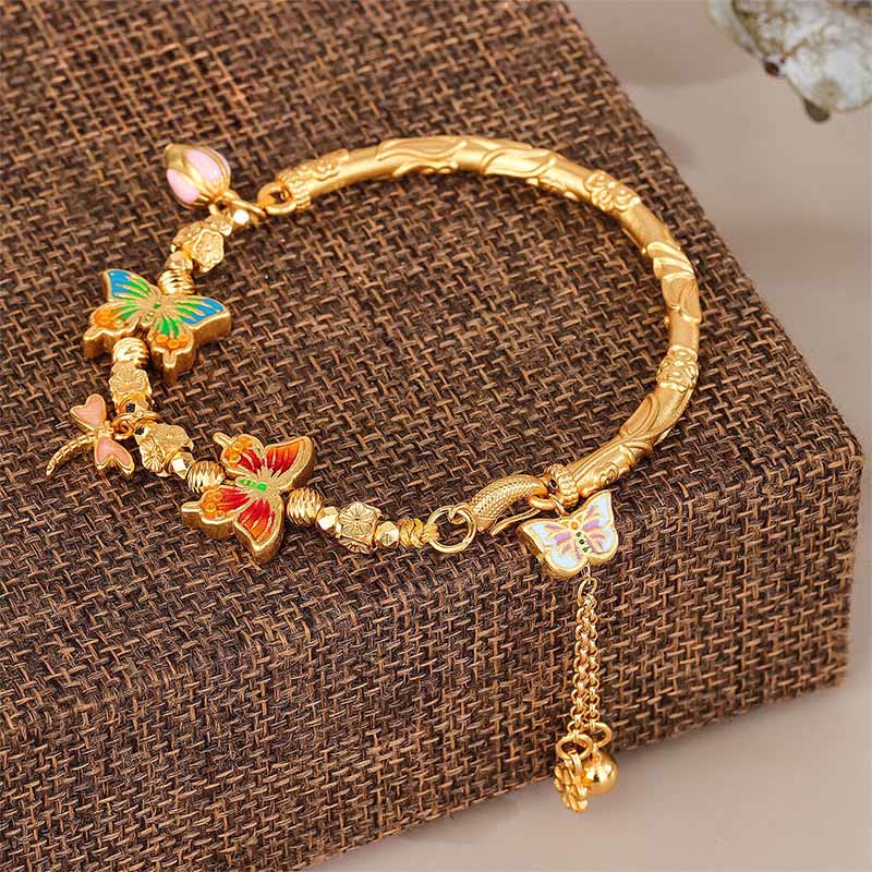 Buddha Stones 925 Sterling Silver Butterfly Flower Protection Bracelet - 925 Sterling Silver(Wrist Circumference: 15-16cm) - image 0