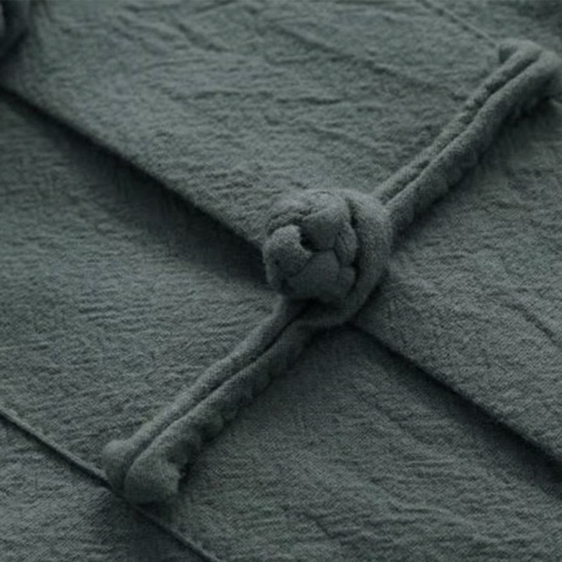 Buddha Stones 2Pcs Tang Suit Traditional Frog-Button Uniform Long Sleeve Shirt Pants Men's Set - image 8