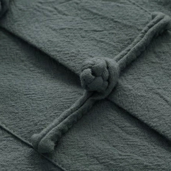 Buddha Stones 2Pcs Tang Suit Traditional Frog-Button Uniform Long Sleeve Shirt Pants Men's Set - image 8