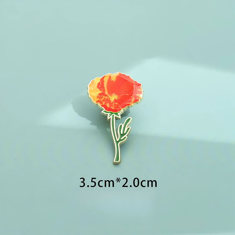 Buddha Stones Small Forget-Me-Not Corn Poppy Lily of the Valley Hydrangea Lupine Copper Brooch - Corn Poppy 2*3.5cm - image 1
