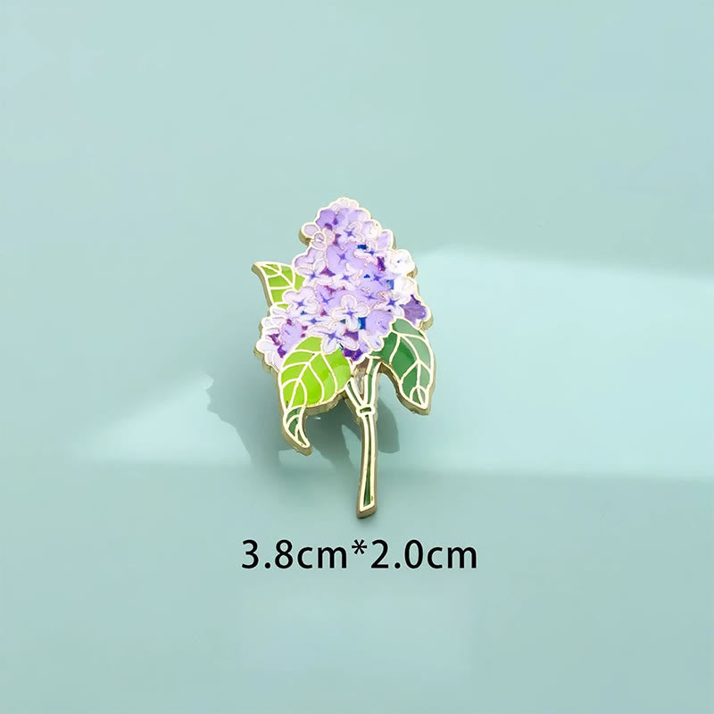 Buddha Stones Small Forget-Me-Not Corn Poppy Lily of the Valley Hydrangea Lupine Copper Brooch - Hydrangea 2*3.8cm - image 3