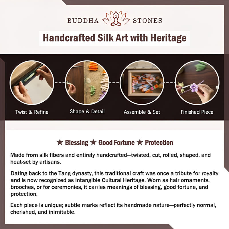 Buddha Stones Handcrafted Silk Art Velvet Flower Purple Butterfly Freedom Brooch - image 4