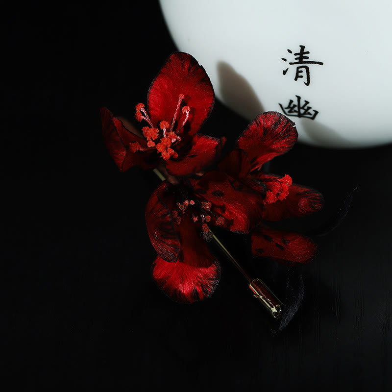 Buddha Stones Handcrafted Silk Art Cyclamen Persicum Flower Blessing Brooch - image 1