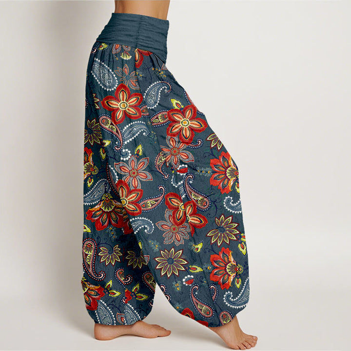 Buddha Stones Women's Elastic Waist Paisley Floral Pattern Pure Cotton Harem Pants - image 7