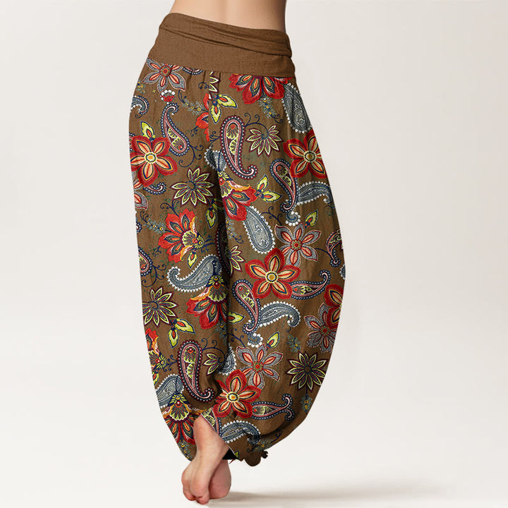 Buddha Stones Women's Elastic Waist Paisley Floral Pattern Pure Cotton Harem Pants - image 9