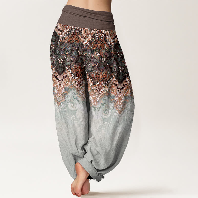 Buddha Stones Paisley Floral Gradient Design Women's Pure Cotton Elastic Waist Harem Pants - image 6