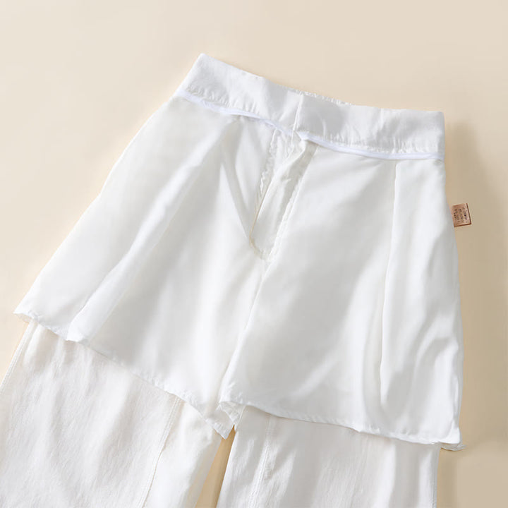 Buddha Stones Simple Zipper Design Cotton Women's Wide Leg Pants With Pockets - image 13