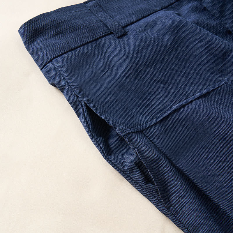 Buddha Stones Simple Zipper Design Cotton Women's Wide Leg Pants With Pockets - image 7