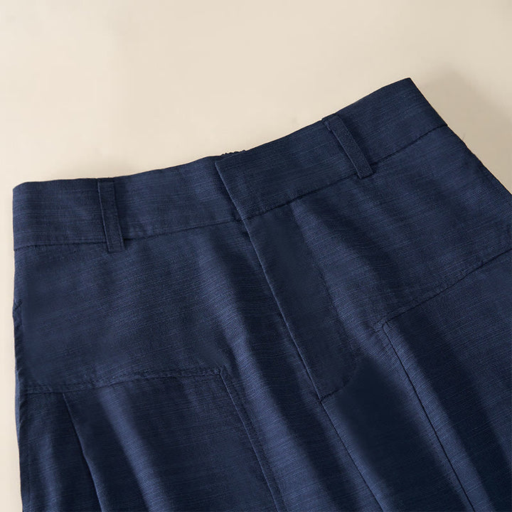 Buddha Stones Simple Zipper Design Cotton Women's Wide Leg Pants With Pockets - image 4