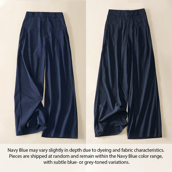 Buddha Stones Simple Zipper Design Cotton Women's Wide Leg Pants With Pockets - image 2