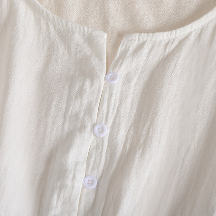 Buddha Stones Embroidery Geometry Half Sleeve Women's Midi Dress With Pockets - image 3