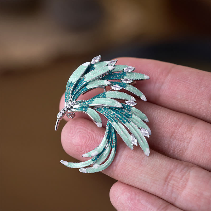 Buddha Stones Phoenix Feather Strength Copper Brooch - image 8