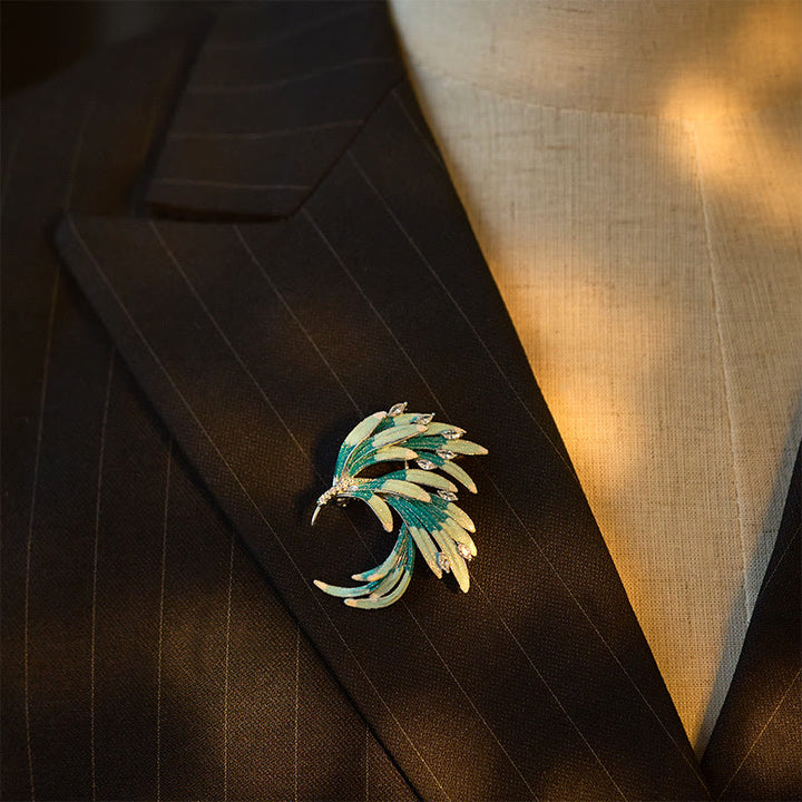Buddha Stones Phoenix Feather Strength Copper Brooch - image 9