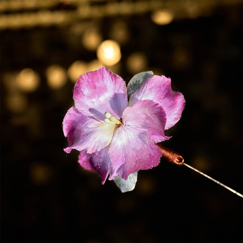 Buddha Stones Handcrafted Silk Art Velvet Flower Iris Flower Brooch - Iris Flower About 7cm - image 0