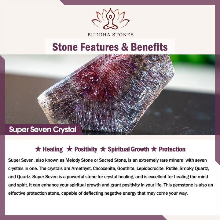 Buddha Stones Natural Aquamarine Super Seven Crystal Sparkling Faceted Bead Peace Bracelet - image 8
