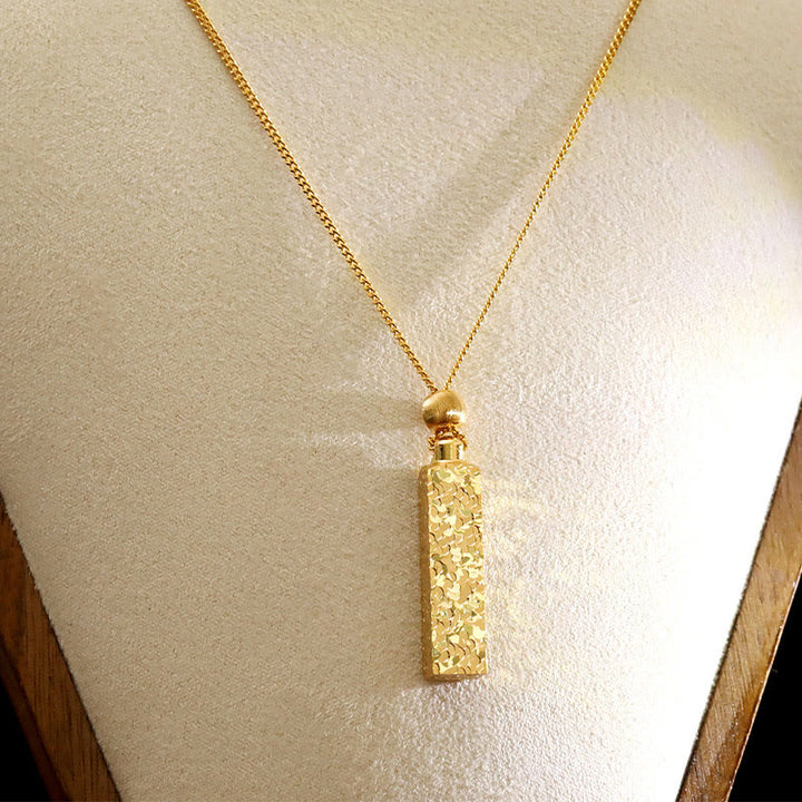 Buddha Stones Rectangular Texture Design Copper Chain Luck Necklace Pendant - Copper(Pendant Size: 3.5*7cm) - image 4