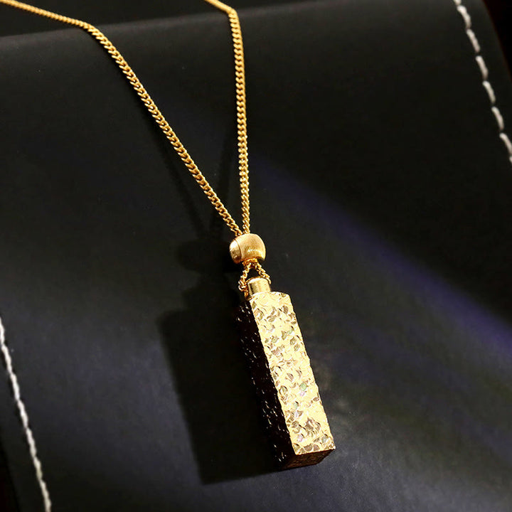 Buddha Stones Rectangular Texture Design Copper Chain Luck Necklace Pendant - image 2
