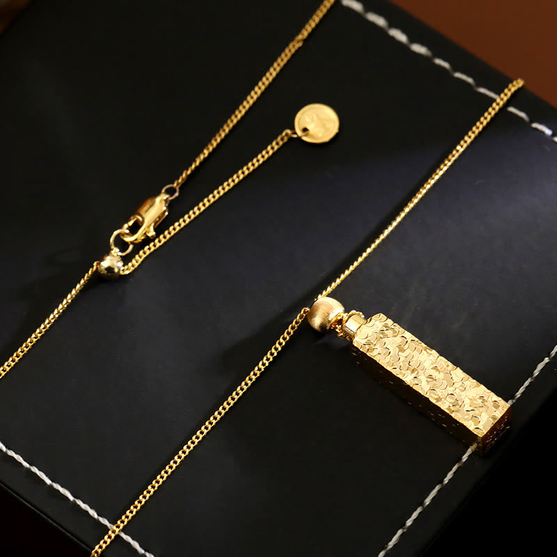 Buddha Stones Rectangular Texture Design Copper Chain Luck Necklace Pendant - image 3
