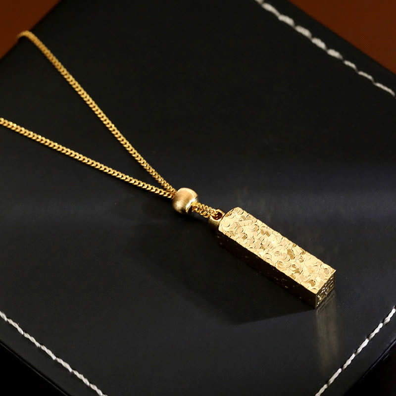 Buddha Stones Rectangular Texture Design Copper Chain Luck Necklace Pendant - image 1