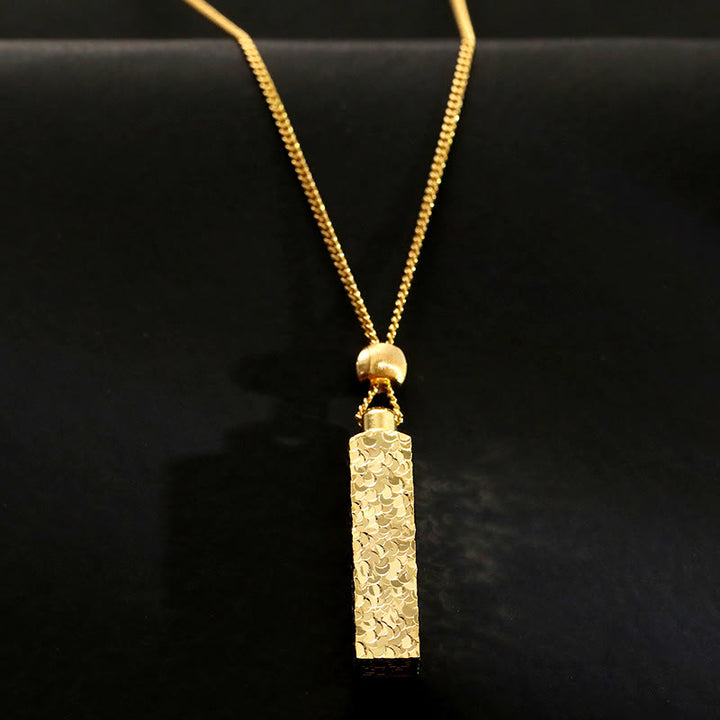 Buddha Stones Rectangular Texture Design Copper Chain Luck Necklace Pendant - image 0
