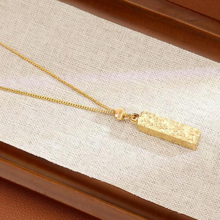 Buddha Stones Rectangular Texture Design Copper Chain Luck Necklace Pendant - image 7