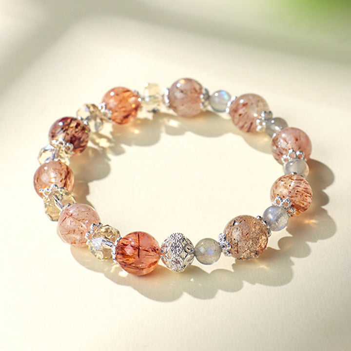 Buddha Stones Natural Aquamarine Super Seven Crystal Sparkling Faceted Bead Peace Bracelet - image 5