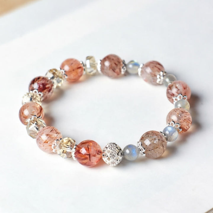 Buddha Stones Natural Aquamarine Super Seven Crystal Sparkling Faceted Bead Peace Bracelet - image 7
