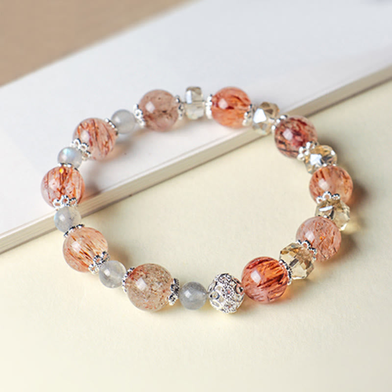 Buddha Stones Natural Aquamarine Super Seven Crystal Sparkling Faceted Bead Peace Bracelet - image 6