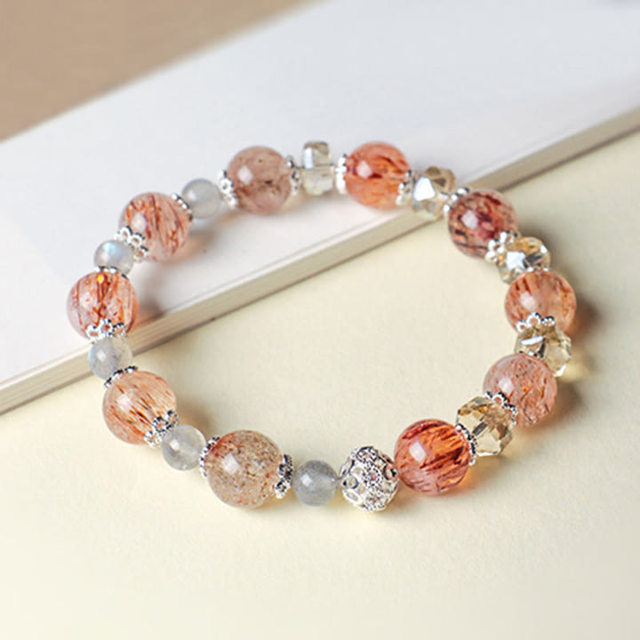 Buddha Stones Natural Aquamarine Super Seven Crystal Sparkling Faceted Bead Peace Bracelet - image 6