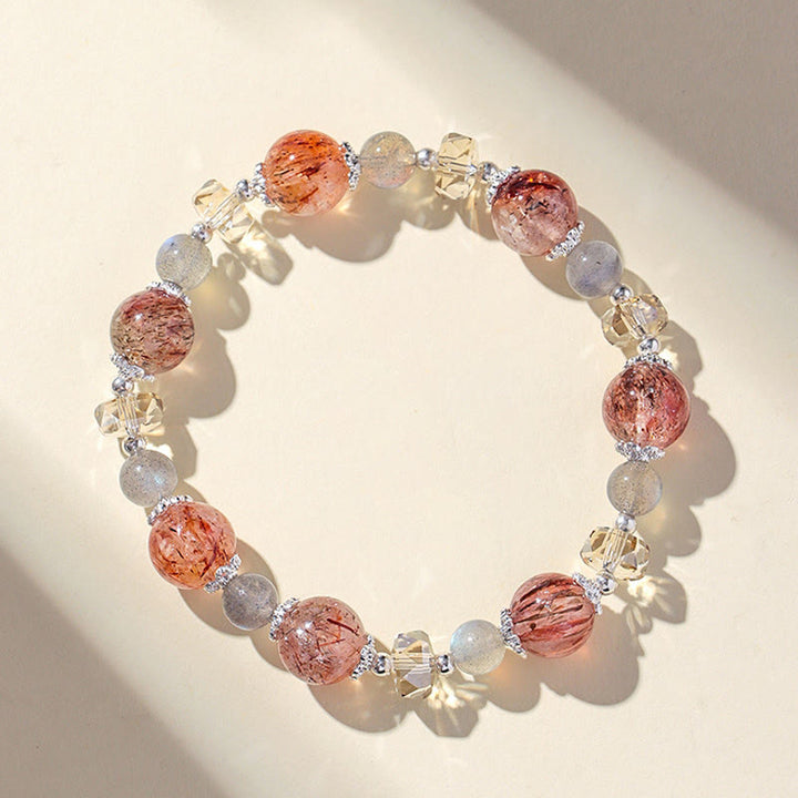 Buddha Stones Natural Aquamarine Super Seven Crystal Sparkling Faceted Bead Peace Bracelet - image 10