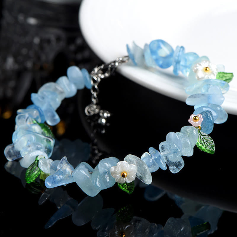 Buddha Stones Natural Aquamarine Peridot Strawberry Quartz Various Crystals Serenity Bracelet - image 1