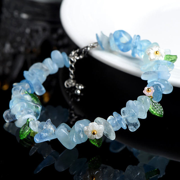 Buddha Stones Natural Aquamarine Peridot Strawberry Quartz Various Crystals Serenity Bracelet - image 1